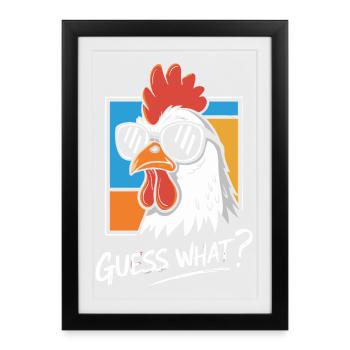 Funny Rooster with Sunglasses Print - Framed poster (27 × 37 cm) - black - Front