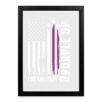 Drapeau des États-Unis avec pendentif militaire pour enfants - Affiche encadrée (27 × 37 cm) - noir - Devant