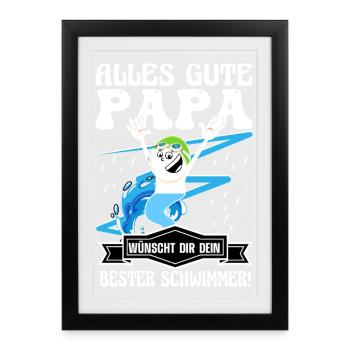 All the best dad wishes your best swimmer - Framed poster (27 × 37 cm) - black - Front