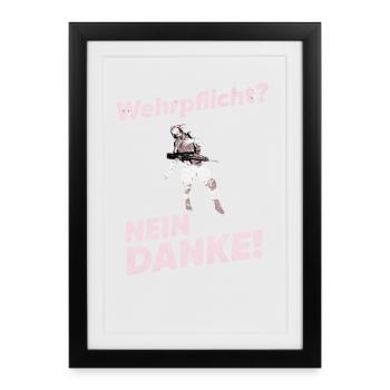 Conscription ? Non merci ! – Voix de la Liberté - Affiche encadrée (27 × 37 cm) - noir - Devant