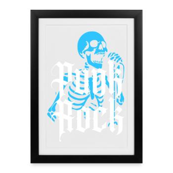 Vibrant Skeleton with Gothic Punk Rock Text - Framed poster (27 × 37 cm) - black - Front