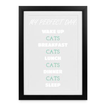 Whimsical Cat Daily Routine Design - Framed poster (27 × 37 cm) - black - Front