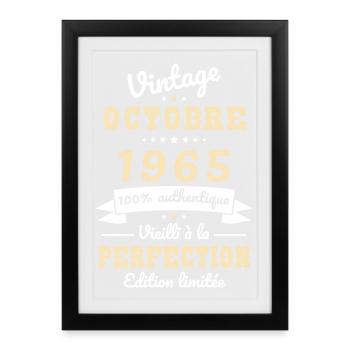 60. Geburtstag - Jahrgang - Oktober 1965 - Gerahmtes Poster (27 × 37 cm) - Schwarz - Vorne