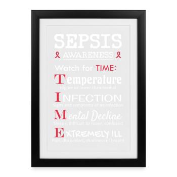 Sepsis Education - Pay attention to the TIME Guide - Framed poster (27 × 37 cm) - black - Front