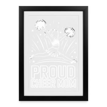 Fière maman pom-pom girl, soutien et - Affiche encadrée (27 × 37 cm) - noir - Devant