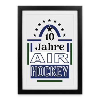 10 ans de hockey sur coussin d’air Joueur de hockey Jubi - Affiche encadrée (27 × 37 cm) - noir - Devant