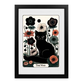 Tarot Chat du Vide en Fleur - Affiche encadrée (27 × 37 cm) - noir - Devant