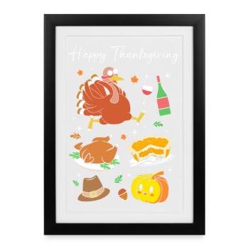 Papa Grand-père Grand-père Thanksgiving Père - Affiche encadrée (27 × 37 cm) - noir - Devant