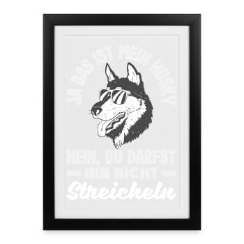 Drôle Husky Husky Propriétaire Husky Propriétaire Cadeau - Affiche encadrée (27 × 37 cm) - noir - Devant