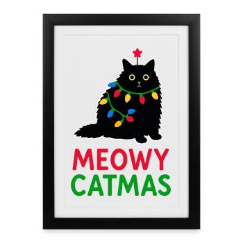 Catmas miaou - Affiche encadrée (27 × 37 cm) - noir - Devant