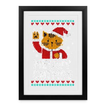 Catmas miaou - Affiche encadrée (27 × 37 cm) - noir - Devant