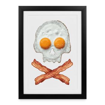 Fried Egg Skull with Bacon Cross - Framed poster (27 × 37 cm) - black - Front