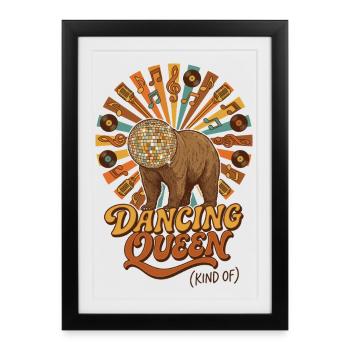 Dancing Queen Disco Bear - Framed poster (27 × 37 cm) - black - Front