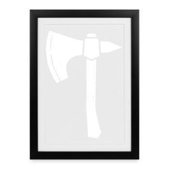 Battle Axe Hatchet Warrior Silhouette Vector - Framed poster (27 × 37 cm) - black - Front