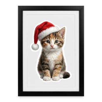Curious kitten waiting for gifts - Framed poster (27 × 37 cm) - black - Front