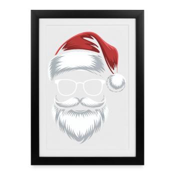 Santa glasses with beard & cap - Framed poster (27 × 37 cm) - black - Front