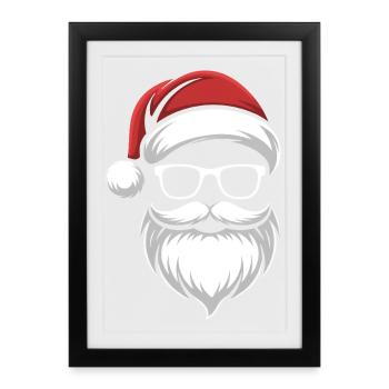 Santa with Beard & Glasses – Retro Christmas - Framed poster (27 × 37 cm) - black - Front