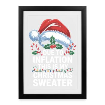 Jeu de mots sur l’inflation avec le pull de Noël - Affiche encadrée (27 × 37 cm) - noir - Devant