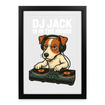 Jack Russell Terrier DJ Turntables Techno Gift - Framed poster (27 × 37 cm) - black - Front