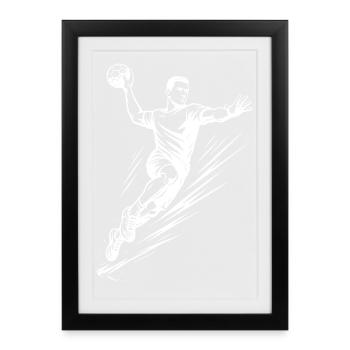 Handball motif that works immediately for men - Framed poster (27 × 37 cm) - black - Front