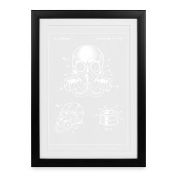 Gas Mask Blueprint Illustration - Framed poster (27 × 37 cm) - black - Front