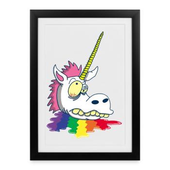 Tête coupée d'une licorne - Affiche encadrée (27 × 37 cm) - noir - Devant