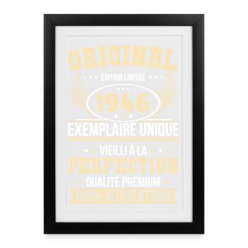 1946 – Exemplaire unique – Qualité premium - Affiche encadrée (27 × 37 cm) - noir - Devant