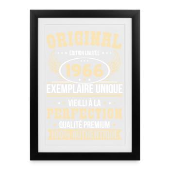 1966 – Exemplaire unique – Qualité premium - Affiche encadrée (27 × 37 cm) - noir - Devant