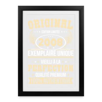 2008 – Exemplaire unique – Qualité premium - Affiche encadrée (27 × 37 cm) - noir - Devant