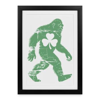 Le trèfle du Bigfoot de la Saint-Patrick - Affiche encadrée (27 × 37 cm) - noir - Devant