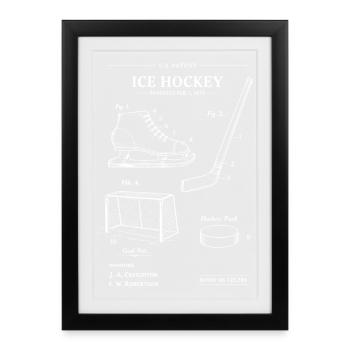 Hockey Patent Blueprint - Framed poster (27 × 37 cm) - black - Front