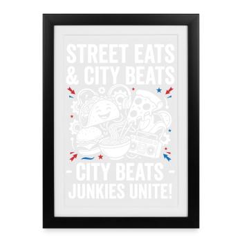 Les encas-cœurs de la ville battent les junkies unis - Affiche encadrée (27 × 37 cm) - noir - Devant