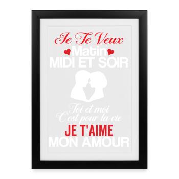 Saint Valentin Toi Et Moi Amour Couple Assortis  - Affiche encadrée (27 × 37 cm) - noir - Devant