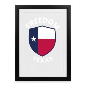 Bouclier de la Liberté du Texas - Affiche encadrée (27 × 37 cm) - noir - Devant
