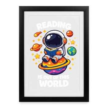 La lecture, c’est hors de ce monde - Affiche encadrée (27 × 37 cm) - noir - Devant