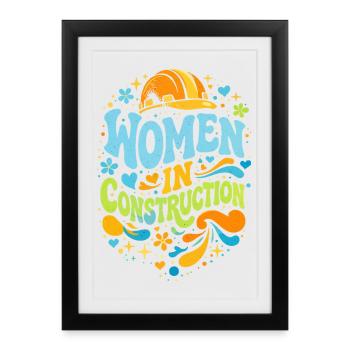 Women in Construction Craftswomen Retro Power - Framed poster (27 × 37 cm) - black - Front