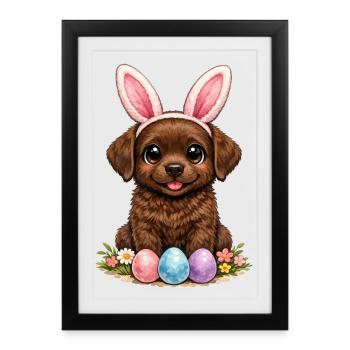 Brown Labrador Retriever Chocolate Labbi Easter - Framed poster (27 × 37 cm) - black - Front