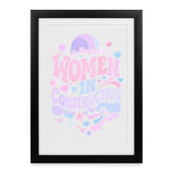 Women in Construction – Pastel Retro - Framed poster (27 × 37 cm) - black - Front