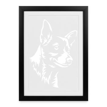 Podengo Portugues Head "Black Edition" - Framed poster (27 × 37 cm) - black - Front