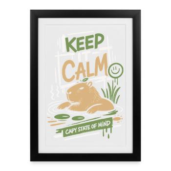 Keep It Calm Capy State Mind - Affiche encadrée (27 × 37 cm) - noir - Devant