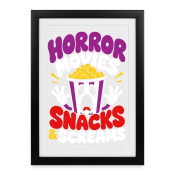 Films d’horreur : Snacks et cris - Affiche encadrée (27 × 37 cm) - noir - Devant