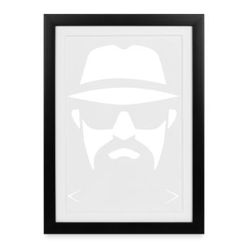 Minimalist Fedora Black & White: Lines of intrigue - Framed poster (27 × 37 cm) - black - Front