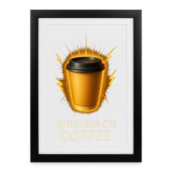 L’énergie du café dans le sprint - Affiche encadrée (27 × 37 cm) - noir - Devant