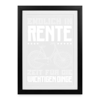 Endlich In Rente Fahrrad - Gerahmtes Poster (27 × 37 cm) - Schwarz - Vorne