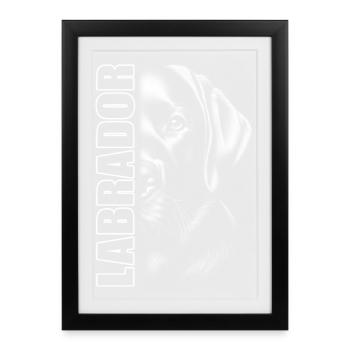 Labrador portrait with vertical lettering - Framed poster (27 × 37 cm) - black - Front