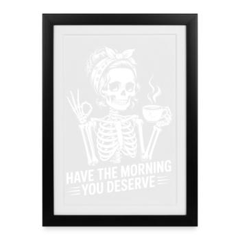 Skull Kaffeepause - Gerahmtes Poster (27 × 37 cm) - Schwarz - Vorne