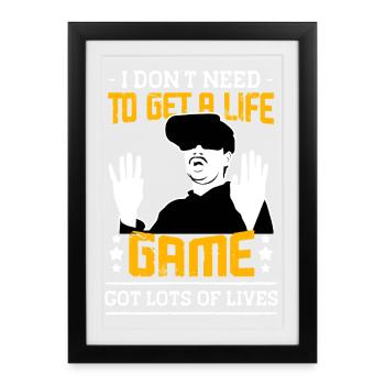 Game Got Plenty Lives Tee - Gerahmtes Poster (27 × 37 cm) - Schwarz - Vorne