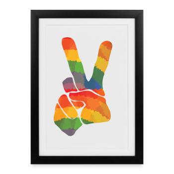 Colored peace sign - Framed poster (27 × 37 cm) - black - Front