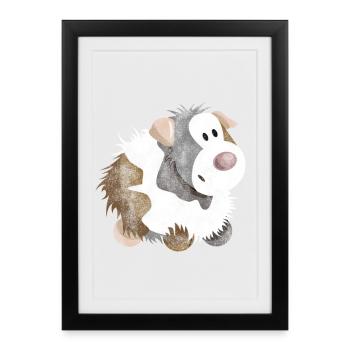 cochon Guinée Droll - cochon Guinée - Cadeau - Affiche encadrée (27 × 37 cm) - noir - Devant