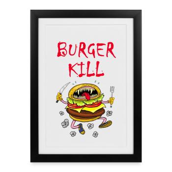 Fleischfresser Hamburger - Gerahmtes Poster (27 × 37 cm) - Schwarz - Vorne